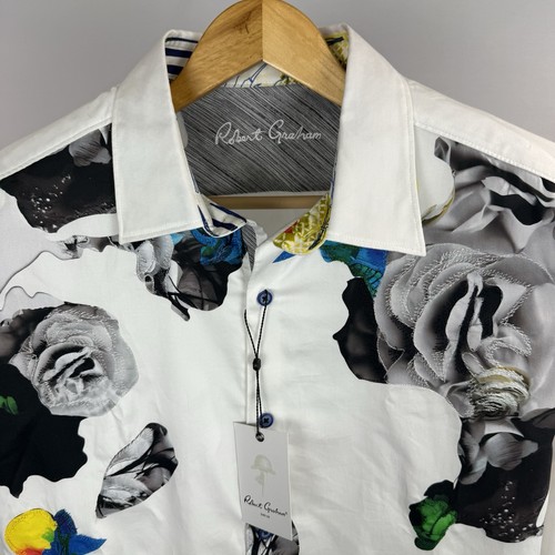 Camisa Robert Graham Abotonada Para Hombres 3XL Bordada Floral Puño Abatible Exclusiva LS - Imagen 7 de 16
