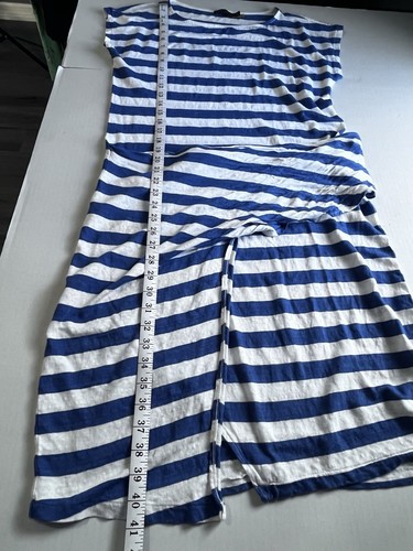Polo Ralph Lauren Linen Wrap Dress Tie Nautical Blue White Striped MSRP $168 - Picture 12 of 13