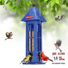 Rainproof Bird Feeder for Outdoor Hanging, Recycled Plastic Wild Bird Blue