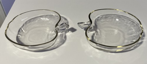 Set of 2 Vintage Clear Glass Apple Shaped Bowls Sauces Salads Serving 6" - Picture 8 of 17