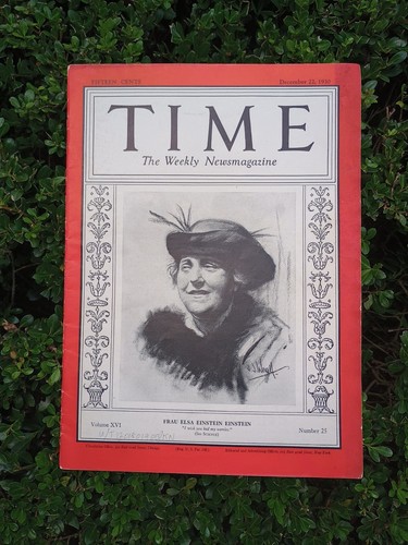 Time Magazine December 30, 1930 - Frau Elsa Einstein cover edition. RARE. vgc - Picture 2 of 21