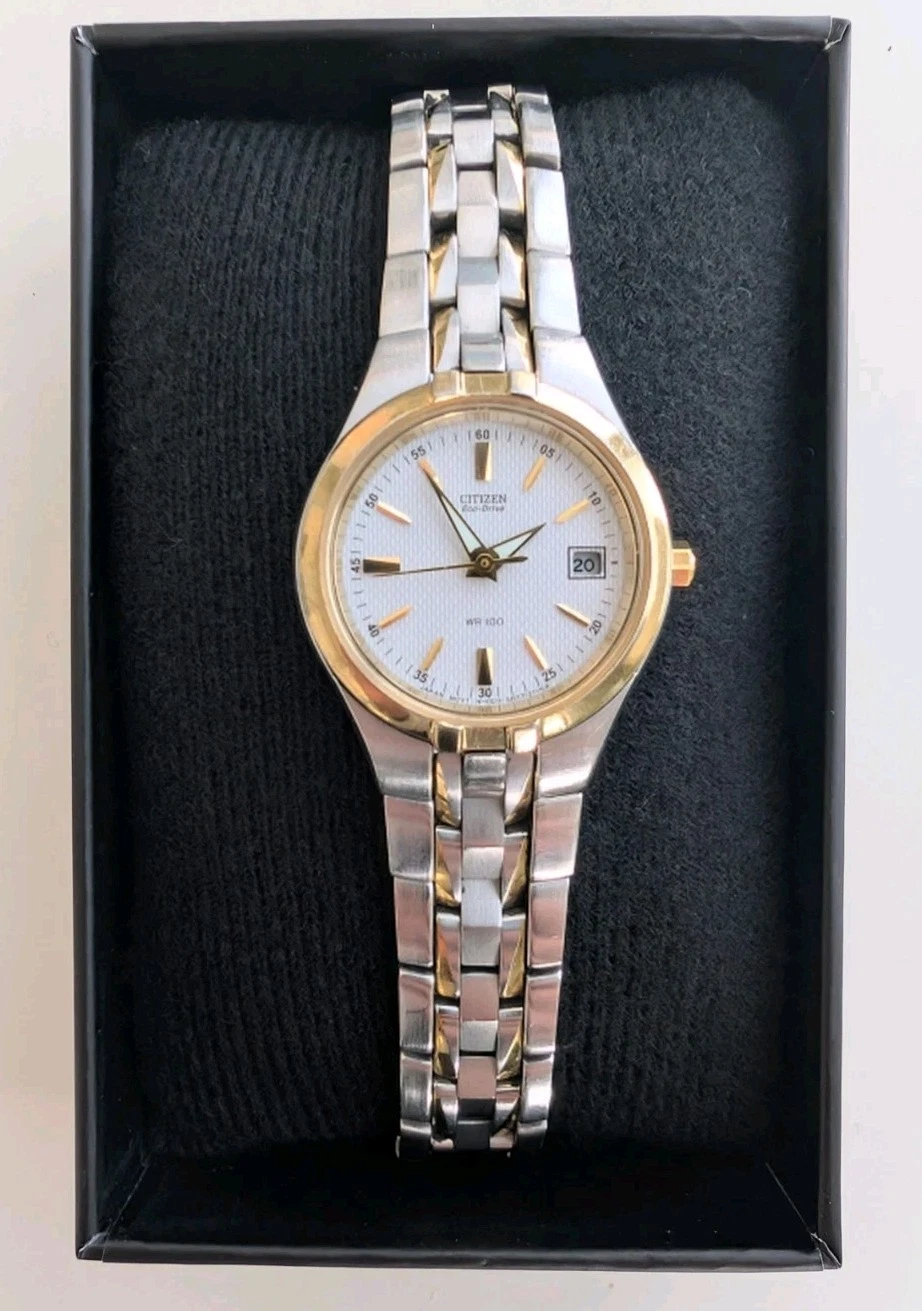 Citizen Eco-Drive Women E011-S049555 Dress Solar Two Tone 25mm Watch 6"