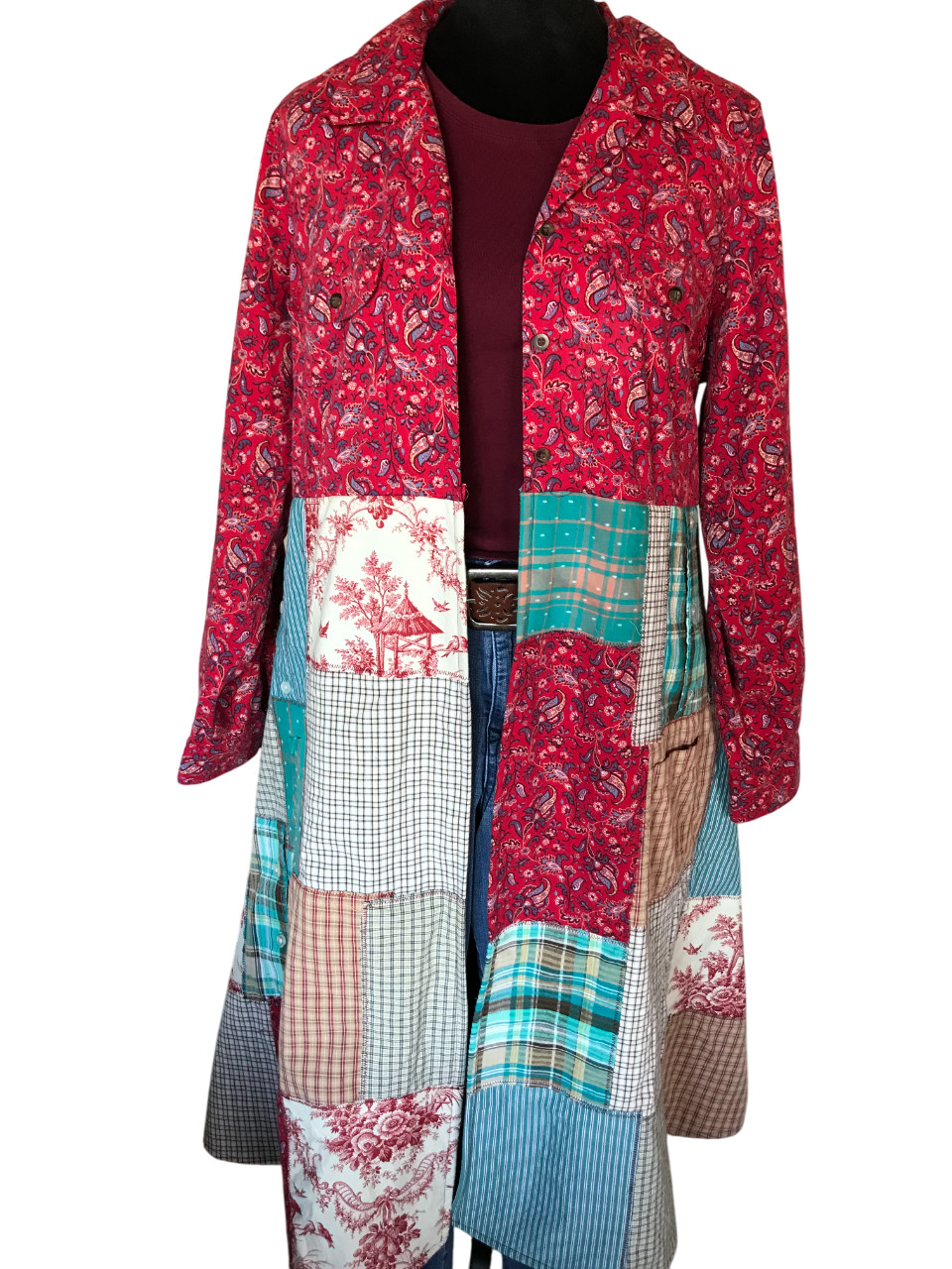 Handmade Boho Patchwork Duster: Heavyweight Hippi… - image 12