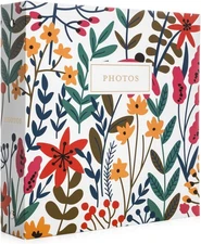 Jot & Mark Photo Album Set - 200 4x6 Photos, Clear Pocket Wildflower Bouquet 