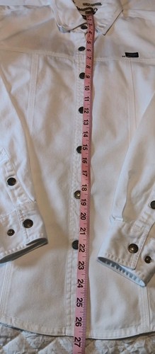 Women's Harley Davidson White Denim Embroidered Forever Snap Front Top Medium - Picture 6 of 12