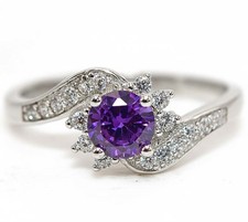 2CT Natural Amethyst  Topaz 925 Solid Sterling Silver Ring Jewelry Sz 6 MK6-3