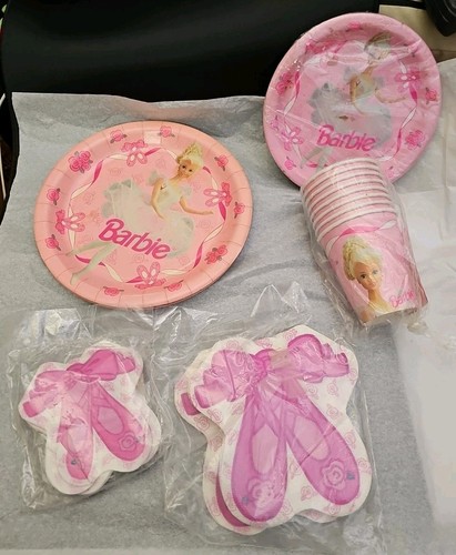 Barbie Ballerina Papier Party Deko 1995 Vintage Party Express rosa & weiß - Bild 1 von 20