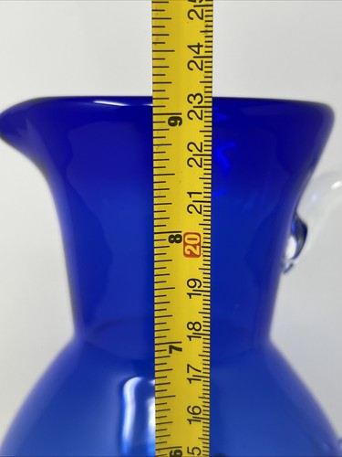 Seltener VINTAGE ANNIEGLAS KRUG BLAU MIT BLUMEN/STERNEN SIGNIERT KUNSTGLAS - Bild 14 von 14
