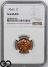1954-S Lincoln Cent Wheat Penny, Cherry RED, NGC MS 66 RD