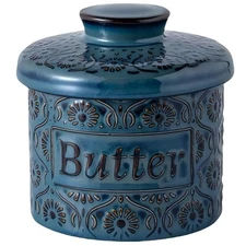 Ceramic Butter Crock with Lid, French Butter Dish with Water Line for Counter...
