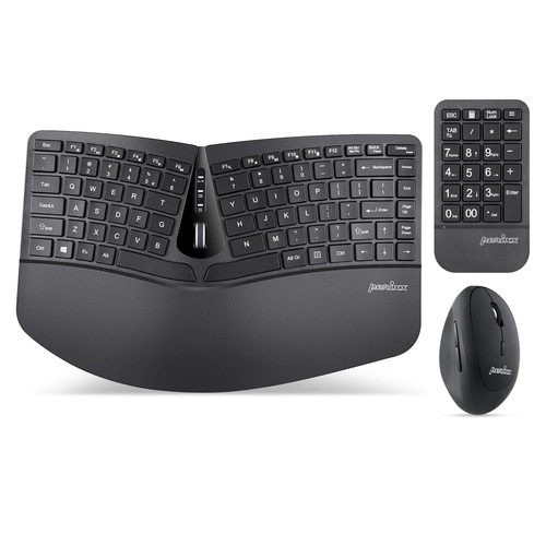 PERIDUO-606A 3-in-1 Wireless Ergonomic Keyboard + Vertical Mouse + Numpad - Picture 1 of 8