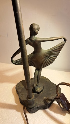 Vintage signed DAV ART, Art Deco Table Lamp Bronze Female Dancer, 16.0" Tested! - Bild 7 von 11