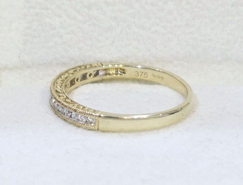 Eternity Ring 9ct Gold Natural Diamonds Size O 3mm Wide 0.15ct - Picture 6 of 18