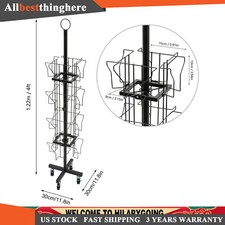 4 Tier Rotating Greeting Card Rack 16 Pocket Post Card Rack Retail Display Black