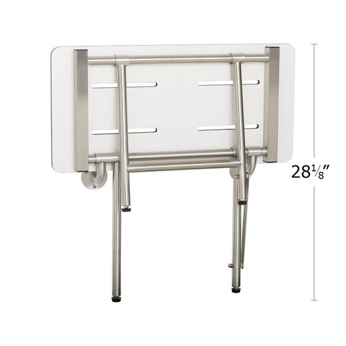 SEACHROME Bench Shower Seat 30"x15" Folding Wall Mount Stainless Steel White - Picture 5 of 5