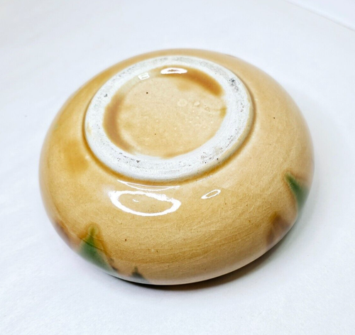 Vintage Brush Glaze Brown & Green Pottery Ashtray Bowl McCoy? Mid-Century Groovy - Picture 8 of 9