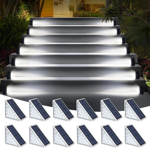 Solar Stair Step Lights LED Triangle Outdoor Garden Pathway Fence Deck Decor - Picture 7 of 15