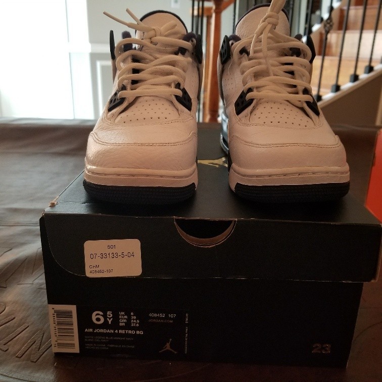 Air Jordan 4 IV Retro BG (GS) Columbia White Legend Blue Mdnght Navy 408452-107 Air Jordan 4 IV Retro BG (GS) Columbia White Legend Blue Mdnght Navy 408452-107