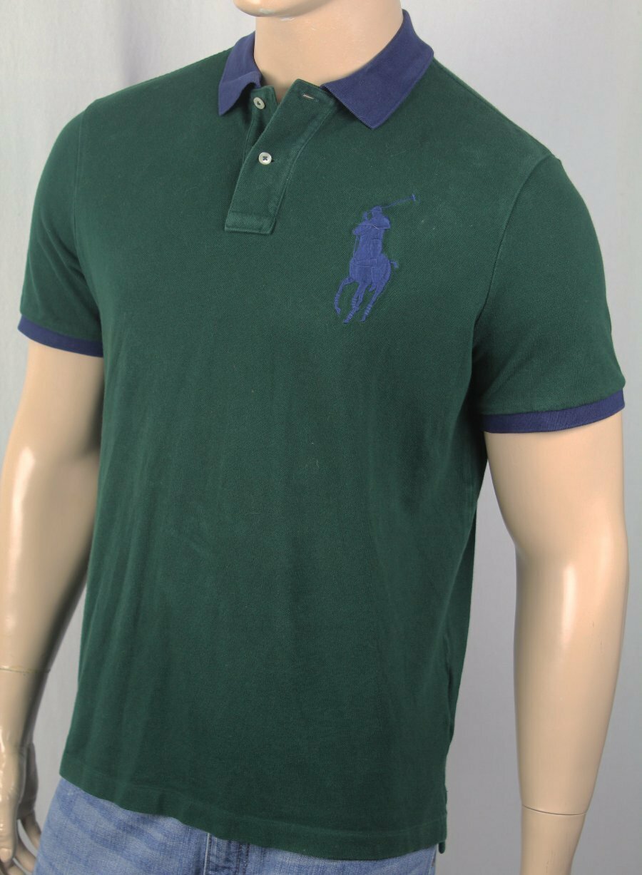 Polo Fit Rete Camicia Grande Navy Pony Nwt classico verde blu