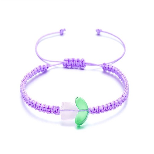 Fashion Handmade Resin Tulip Braided Bracelet Adjustable Bangle Women Jewelry - Photo 16 sur 17