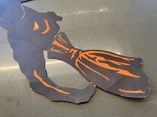 Vintage Large Beistle (?) Die Cut Halloween Witch Cardstock ~ 14X12 - 第 11/14 張圖片
