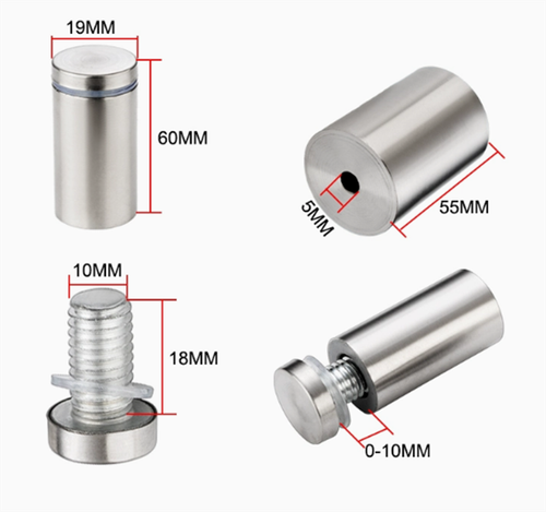 OD 12mm-25mm Stand off Fixings Stainless Steel Mounts Nails Sign Fitting Bolts - Picture 30 of 35
