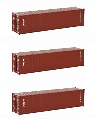 tex.  HO Scale 1:87 40ft Hi-Cube Shipping Container 3 Pack Evemodel