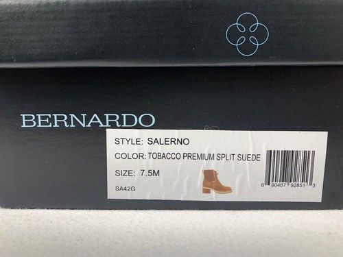 NUEVO EN CAJA BERNARDO Salerno Bota con cordones/suela elástica EE. UU. 7,5 M Tabaco Split Gamuza - Imagen 17 de 17