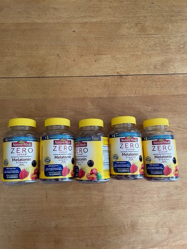 5 Nature Made Zero Sugar Melatonin Gummies 10mg per 2 gummies 70 Ct Bottles