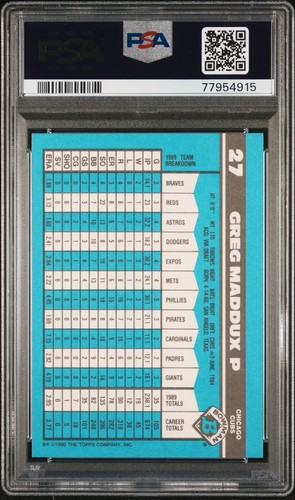 1990 Bowman Tiffany #27 Greg Maddux - PSA 7 - Picture 2 of 2