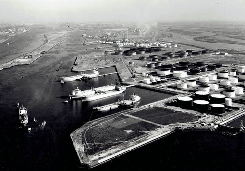 Original Photo by MOLKENBOER oil tankers docking at Port of Rotterdam Harbor - Picture 1 of 2