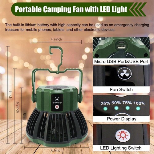 4-6 People Outdoor Instant Pop Up Camping Tent & 2 in 1 Portable Fan With Light - Picture 11 of 33