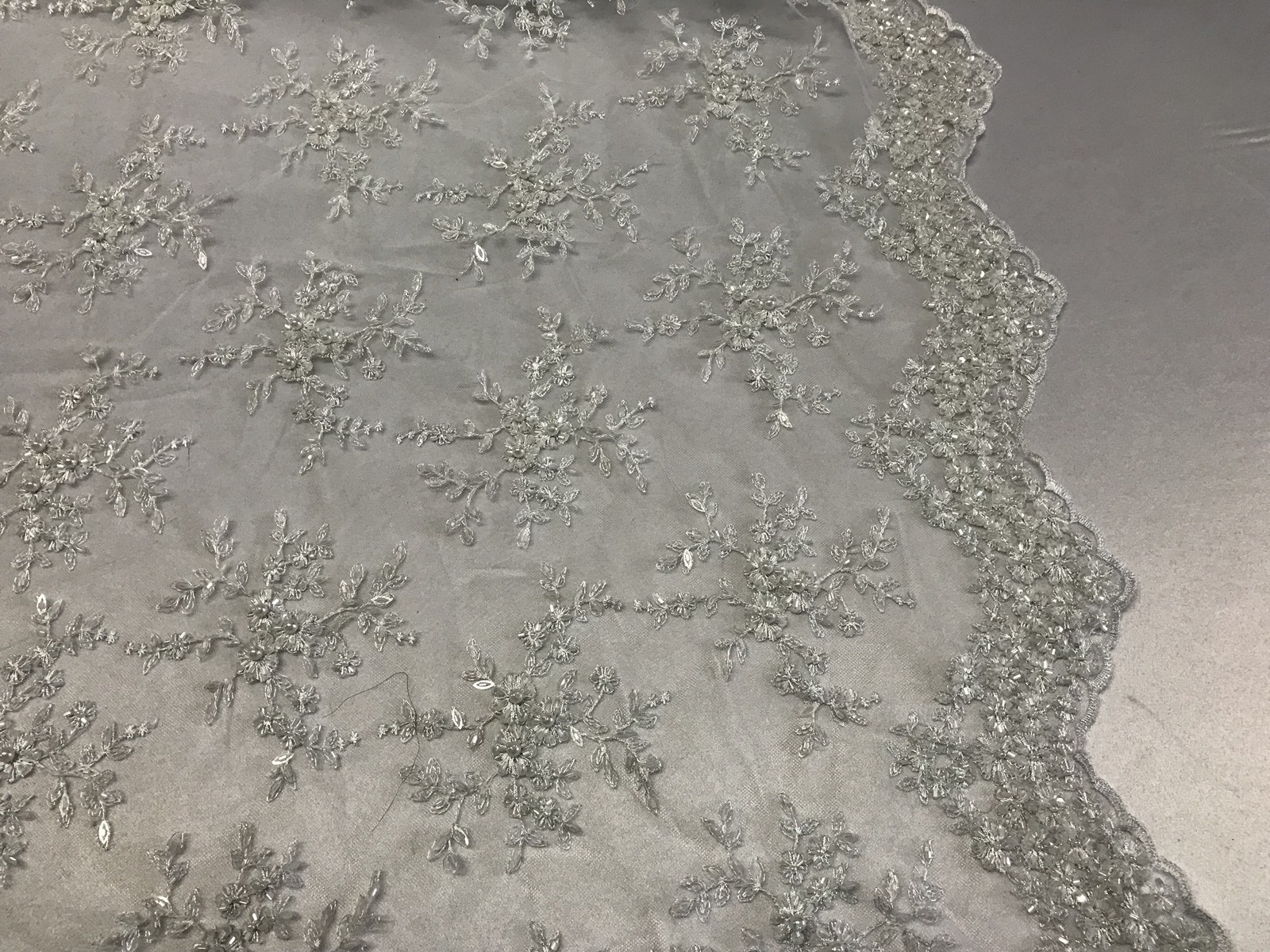 Lace Fabric Bridal Mesh White With Embroidery Beaded & Sequins By The Yard Popularna niska cena
