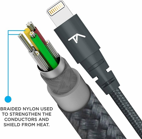 Tech Armor Apple MFi Certified 6 FT USB C to Lightning Sync/Charge Cable - Picture 4 of 6