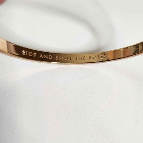 Kate Spade New York Gold Tone Metal Bangle Bracelet "Stop And Smell The Roses" - Picture 5 of 6