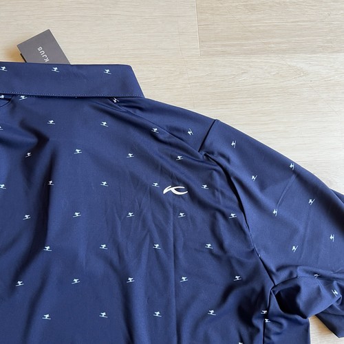 KJUS Sotto Polo Golf Shirt Navy Ski All Over Print UPF Men’s M K00201 - Picture 13 of 14