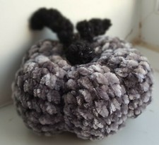 Medium Grey Velvet Sparkle Pumpkin crochet Halloween Fall Autumn Thanksgiving