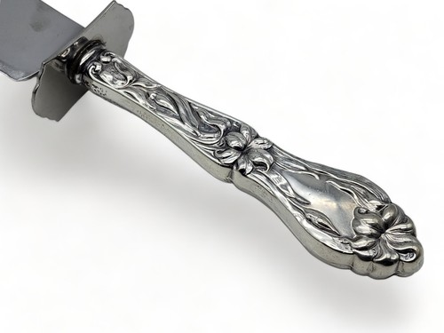Vintage LARGE FRANK WHITING Sterling Silver Handled Carving Knife LILY - Picture 2 of 4