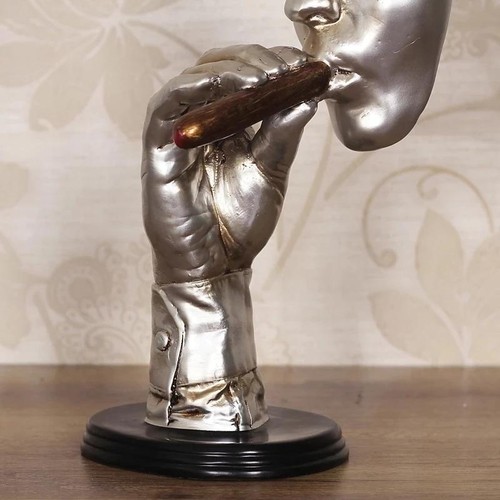 Editores Retro Escultura Abstracta Un Puro Fumador Estatua Cara Creativa - Imagen 16 de 26
