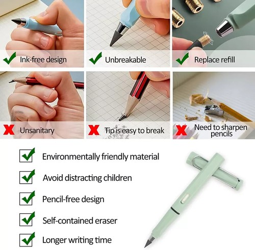 8Pcs Infinity Pencil Cute Everlasting Inkless Pencil with 8Pcs Nibs Sustainabl - Bild 2 von 4