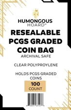 PCGS Graded Coin Slab Sleeves 100 Resealable Bag Archival Anti Scratch Clear