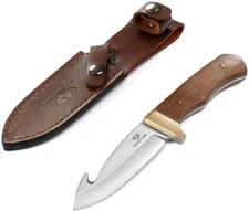 Mossy Oak Fixed Blade Gut Hook Knife 9.5" Full Tang Knife Wooden Handle w/Sheath
