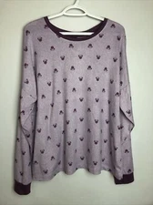 Disney Minnie Mouse Long Sleeve Purple Sleep Top Size Large