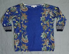 LOFT Ann Taylor Women's Sweater Pullover Floral 3/4 Sleeve Blue Size Small