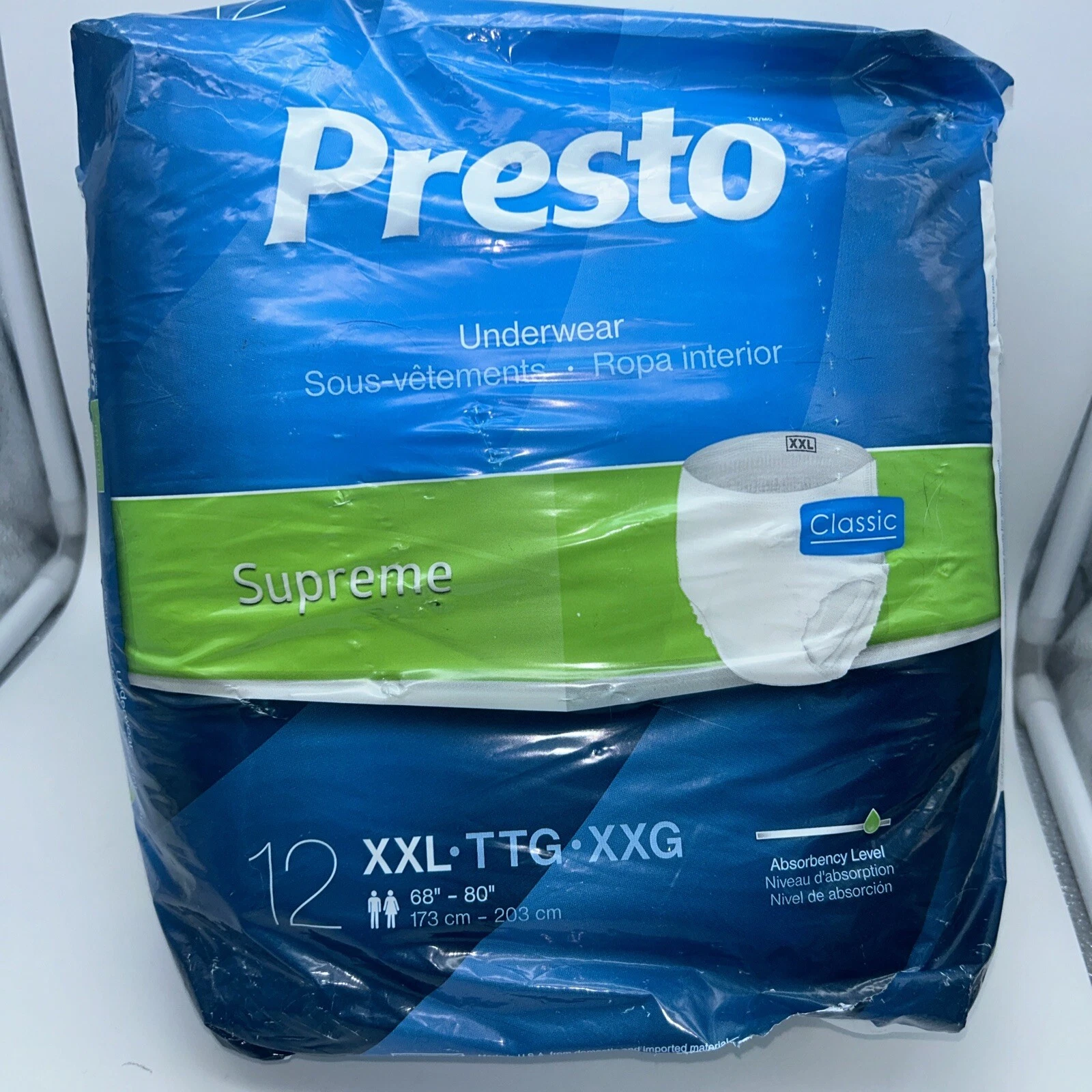 Sous vêtements classiques Presto, taille suprême 12 XXL, TTG, XXG