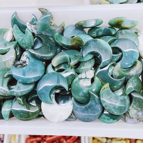10Pcs Natural Moss Agate Reiki Gemstone Moon Crystal Quartz Healing Decorate - Picture 7 of 7