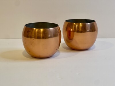 Vintage Lot 2 Coppercraft Guild Taunton, Mass Roly Poly Cups Aged to Perfection