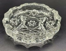 Vintage Anchor Hocking Round Crystal  Clear Glass  Cigar Cigarette Ashtray 5" D