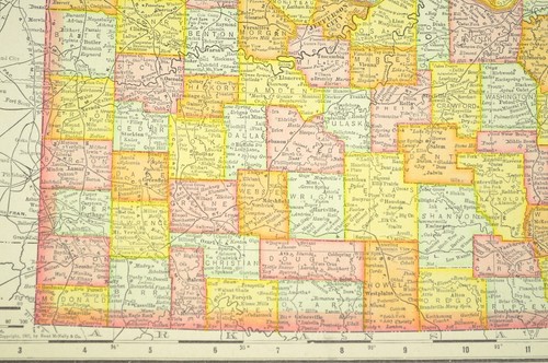 1907 Missouri Map Wall Art Decor Old Original Vintage St Louis Kansas City DATED - Picture 7 of 8