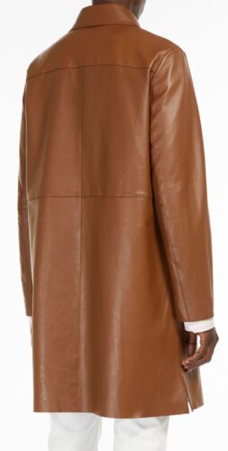 New Weekend MaxMara $985 6US/40IT Tobacco Nappa Leather Lined Trench Coat - Picture 3 of 21